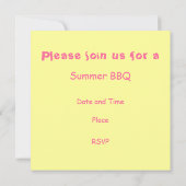 ピンクレモネードのレモン 誘い 四角 招待状 (裏面)