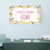 ピンクレモネードの最初の誕生日パーティバナー 横断幕 (トレードショー)