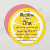 ピンクレモネードの誕生日の招待状 招待状 (正面/裏面)