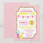 ピンクレモネードの誕生日パーティー 招待状 (正面/裏面)