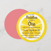 ピンクレモネードの1歳誕生日招待状 招待状 (正面/裏面)