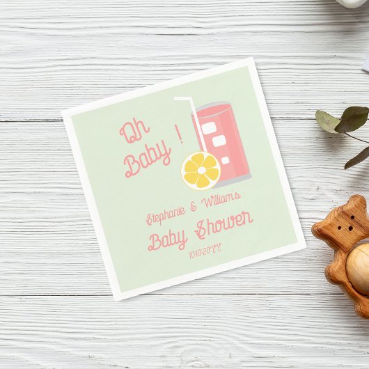 ピンクレモネードオーベビーシャワーパーティー スタンダードカクテルナプキン