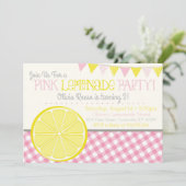 ピンクレモネードガールズバースデーパーティー招待状 招待状 (スタンド正面)