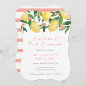 ピンクレモネードガールレモンズバースデーパーティー 招待状 (正面/裏面)