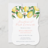 ピンクレモネードガールレモンズバースデーパーティー 招待状 (正面)