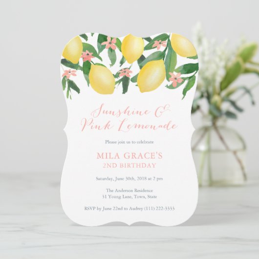 ピンクレモネードガールレモンズバースデーパーティー 招待状 (スタンド正面)