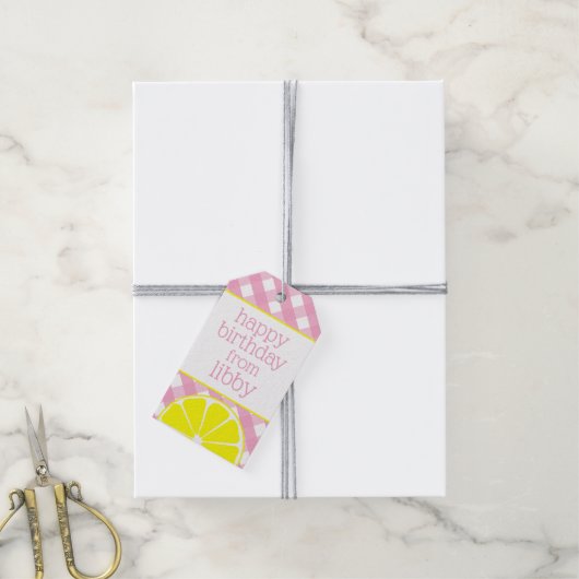 ピンクレモネードギフトパーソナライズされたラベル ギフトタグ (より糸付き)