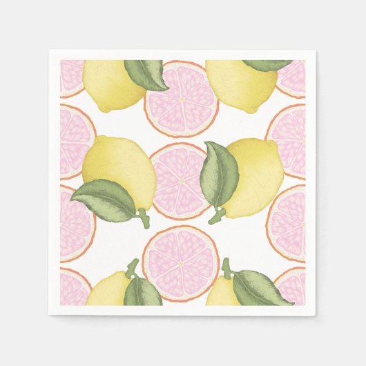 ピンクレモネードシトラスバースデーパーティナプキンス スタンダードカクテルナプキン (正面)