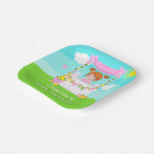 ピンクレモネードスタンド誕生日レッドヘアガール ペーパープレート (傾斜あり)