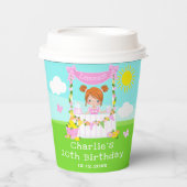 ピンクレモネードスタンド誕生日レッドヘアガール 紙コップ (正面)