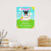 ピンクレモネードダークスキンガール誕生日へようこそ ポスター (キッチン)