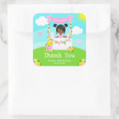 ピンクレモネードダークスキンガール誕生日サンキューサンキュー スクエアシール (バッグ)