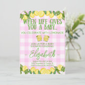 ピンクレモネードテーマのベビーシャワー招待状 招待状 (スタンド正面)
