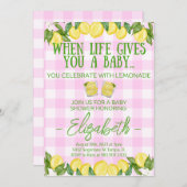 ピンクレモネードテーマのベビーシャワー招待状 招待状 (正面/裏面)