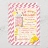 ピンクレモネードバースデーパーティ招待状 招待状 (正面/裏面)