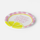 ピンクレモネードパーソナライズされたパーティープレート ペーパープレート (アングル)