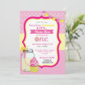 ピンクレモネードファースト1stワンバースデーパーティー招待状 招待状 (スタンド正面)