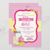 ピンクレモネードファースト1stワンバースデーパーティー招待状 招待状 (正面/裏面)