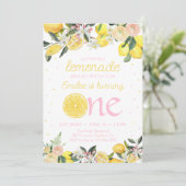 ピンクレモネードフローラファースト誕生日サンシャイン 招待状 (スタンド正面)