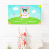 ピンクレモネードブラウンヘアガール誕生日へようこそ 横断幕 (インサイチュ)