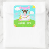 ピンクレモネードブラウンヘアガール誕生日サンキューサンキュー スクエアシール (バッグ)