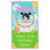 ピンクレモネードブラックヘアガールハッピーバースデー スモールペーパーバッグ (裏面)