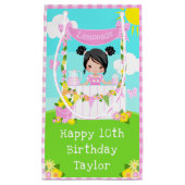 ピンクレモネードブラックヘアガールハッピーバースデー スモールペーパーバッグ (正面)