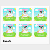 ピンクレモネードブラックヘアガール誕生日サンキューユー スクエアシール (シート)