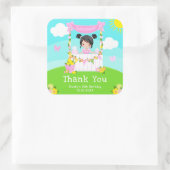 ピンクレモネードブラックヘアガール誕生日サンキューユー スクエアシール (バッグ)