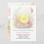 ピンクレモネードブリスフルガールベビーシャワー 招待状 (正面/裏面)