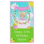 ピンクレモネードブロンドヘアガールハッピーバースデー スモールペーパーバッグ (裏面)