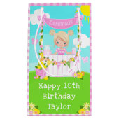 ピンクレモネードブロンドヘアガールハッピーバースデー スモールペーパーバッグ (正面)