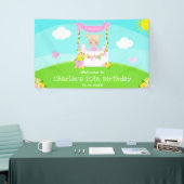 ピンクレモネードブロンドヘアガール誕生日へようこそ 横断幕 (トレードショー)