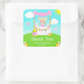 ピンクレモネードブロンドヘアガール誕生日サンキューサンキュー スクエアシール (バッグ)