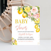 ピンクレモネードレモンシトラスフローラベビーシャワー 招待状