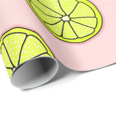 ピンクレモネードレモンスライスパターン赤面 ラッピングペーパー (ロールコーナー)