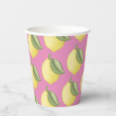 ピンクレモネードレモン誕生日紙カップ 紙コップ (正面)