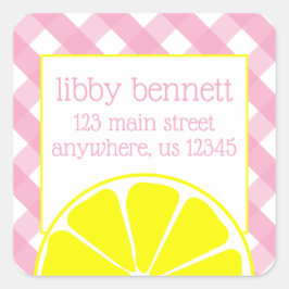 ピンクレモネード差出人住所ラベル スクエアシール