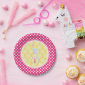 ピンクレモネード水玉模様1st誕生日 ペーパープレート (パーティー)