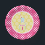 ピンクレモネード水玉模様1st誕生日 ペーパープレート<br><div class="desc">かわいいピンクと黄色の水玉模様レモネードをテーマにした最初の誕生日パーティー紙プレート。甘い小さな女の子!一部のグラフィックス(www.jwillustrations.com)</div>