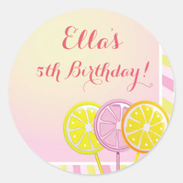 ピンクレモネード誕生日ステッカー ラウンドシール