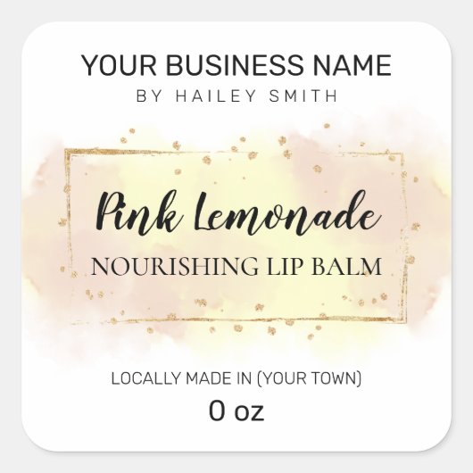 ピンクレモネード風味パステルピンクイエローリップバーム スクエアシール (正面)