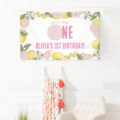 ピンクレモネード 1歳誕生日パーティーバナー 横断幕 (インサイチュ)