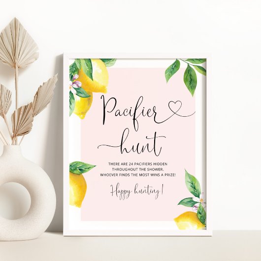 ピンクレモンおしゃぶり狩りベビーシャワーゲームポスター ポスター