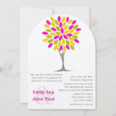 ピンクレモンイエローグリーンキクの森 招待状 (正面)
