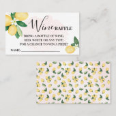 ピンクレモンズワインラッフルチケットカードブライダルシャワー プレイスカード (正面/裏面)