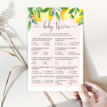 ピンクレモンベビートリビア赤ちゃんシャワーゲーム