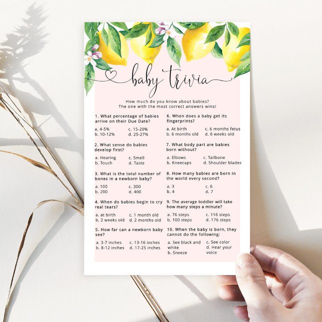 ピンクレモンベビートリビア赤ちゃんシャワーゲーム (クリエイターアップロード済み)