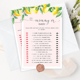 ピンクレモンママまたはパパ赤ちゃんシャワーゲーム