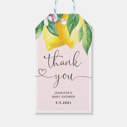 ピンクレモンユー感謝していラベル ギフトタグ (正面)